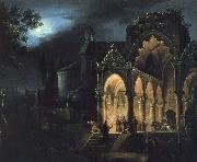 unknow artist mort de romeo et juliette dans un paysage eclaire par la lune painting